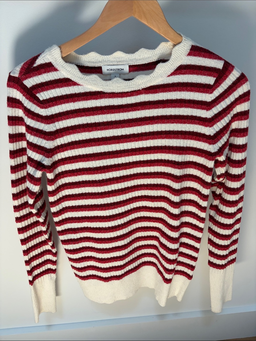 Nordstrom Red & White Striped Crewneck Sweater